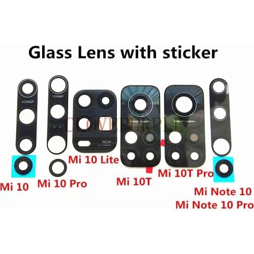 100pcs/Lot New Back Camera Glass Lens Replacement Parts for Xiaomi Mi 10T 10 Pro Lite Note 10 Pro