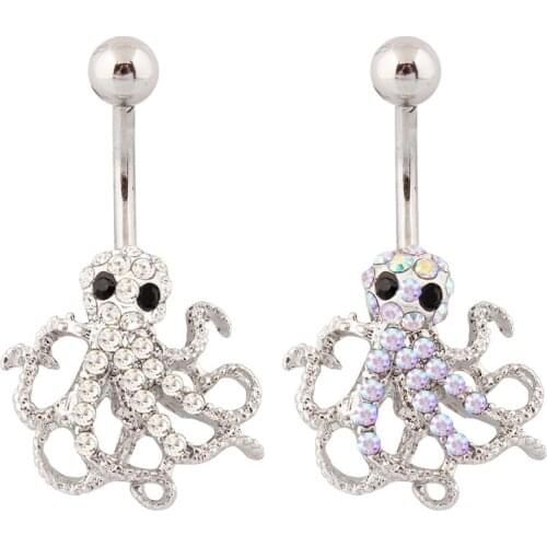 New Fashion Sexy Cute Stainless Steel Octopus Belly Rings for Women Body Piecing Jewelry