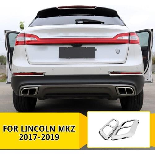 Pcmos Stainless Rear Bumper Exhaust Muffler Decorative Cover Trim For Lincoln MKZ 2017-2019 Exterior Parts Chromium Styling