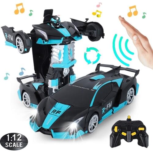 RC Car 1:12 Scale 38 cm 2.4Ghz Induction Transformation Robot Deformation Remote-controlled Cars Transformer Toy for Kids A02