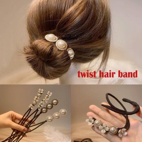 Simple natural base flower pearl hair ponytail scrunchy twist hair band hair accessories wild headband women
