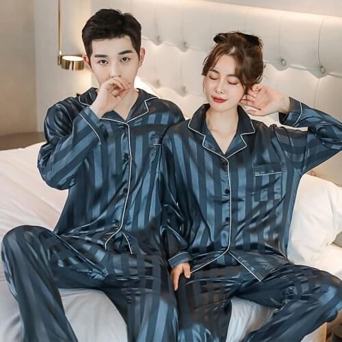 Luxury Pajama Suit Silk Pajamas Sets Couple Sleepwear Family Pijama Lover Night Men & Women Casual Spring Summer Pajamas for Men