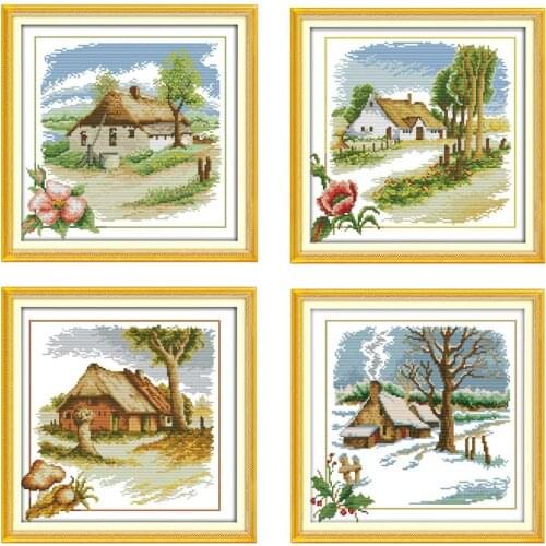 Rural Cottage Counted Cross Stitch 11CT Printed Handmade 14CT Cross Stitch Set landscape Cross-stitch Kits Embroidery Needlework