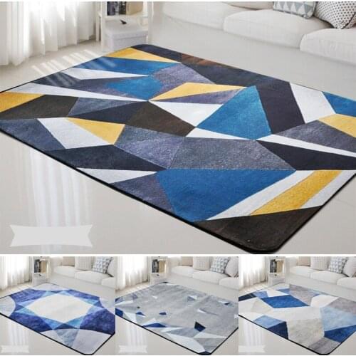 Modern Geometric Living Room Decorative Mat Anti skid Rug Rectangle Bedroom Carpet Sofa Soft Buffer Mats Coffee Desk Carpet