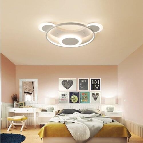 LED ceiling lamps cartoon bear creative personality bedroom Nordic home ultra-thin Indoor Lighting RC Dimmable Pendant light