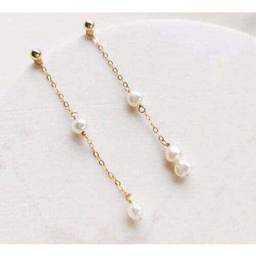 14K Gold Filled Natural Baroque Pearl Earrings Handmade Gold Jewelry Oorbellen Brinco Vintage Women Jewelry Wedding jewelry