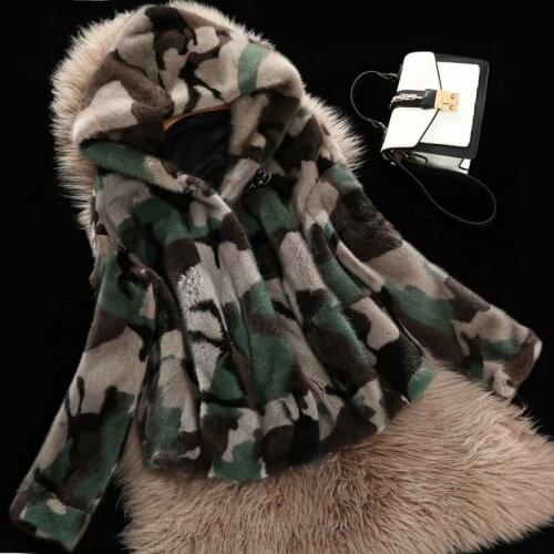Mink fur coat fur coat tidy 2019 womens clothing outerwear jacket coats winter new short camouflage hooded mink
