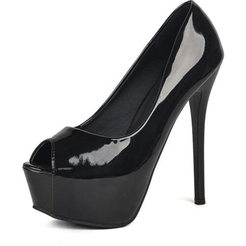 2021 New Women Pumps Ladies Patent Leather Peep Toe Heels High Quality Fashion Party Wedding Office Work Shoes