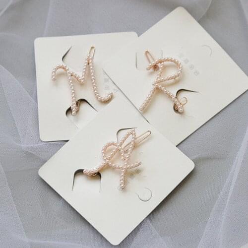 Geometric Design Letter Alphabet Pearl Hair Clips Women Girls Hairpin Barrettes Decorations Styling Accessories