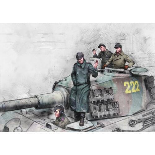 1/35 Resin Figure model kits WWII King Tiger Tank crew Unassambled Unpainted 728