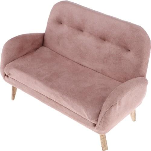 1/6 Scale Miniature Long Sofa Couch Dolls House Living Room Dollhouse Furniture Kids Pretend Play Toys