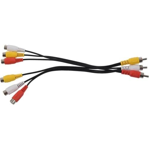 1pc 3 RCA Male To 6 RCA Female Splitter Power Outlet Audio Video Cable AV Adapter