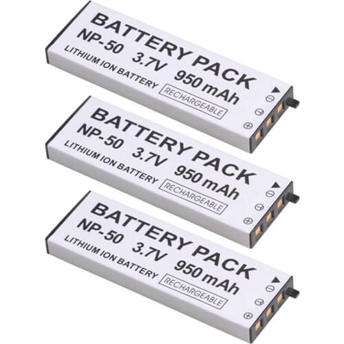 3Pcs 950mAh NP-50 NP50 Battery for Casio Exilim EX-V7, EX-V7R, EX-V8, EX-V8SR cameras Batteries