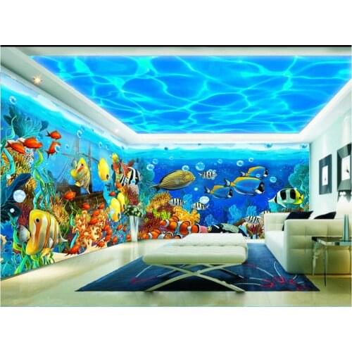 Custom photo mural 3d wallpaper Fantasy sea world fish coral full house backdround home decor living room wallpaper for wall 3 d