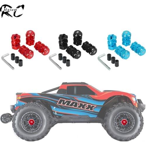 4Pcs Metal 17mm Hex Wheel Hubs Splined Coupler Adapter Wide Kit for 1/10 RC Monster Truck Traxxas Maxx 89076-4 Upgrade Parts