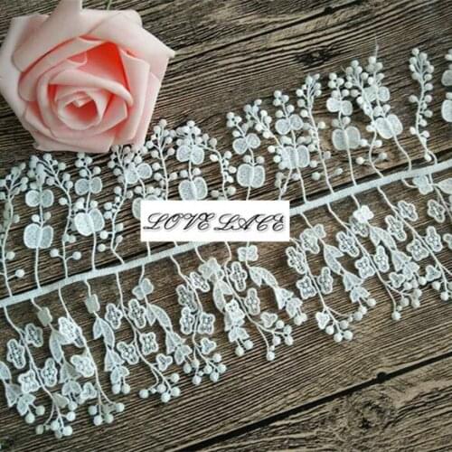 5Yard/Lot Mesh lace trim 7cm milk silk water soluble embroidery lace tassel fringe diy sew clothing dress accessories CR1618