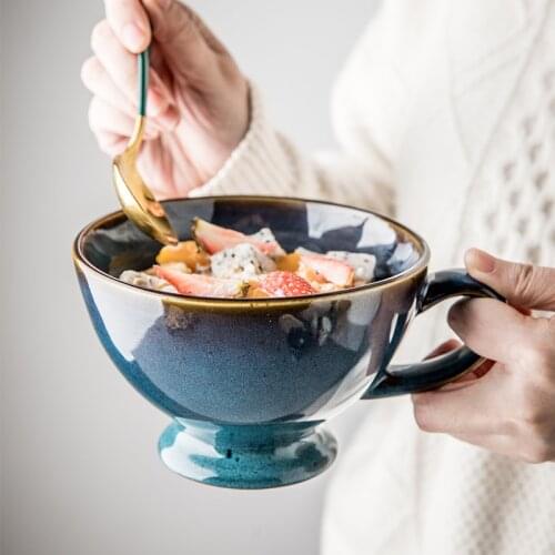 500ml large breakfast cup oatmeal cup yogurt fruit bowl large capacity ceramic cup coffee cup