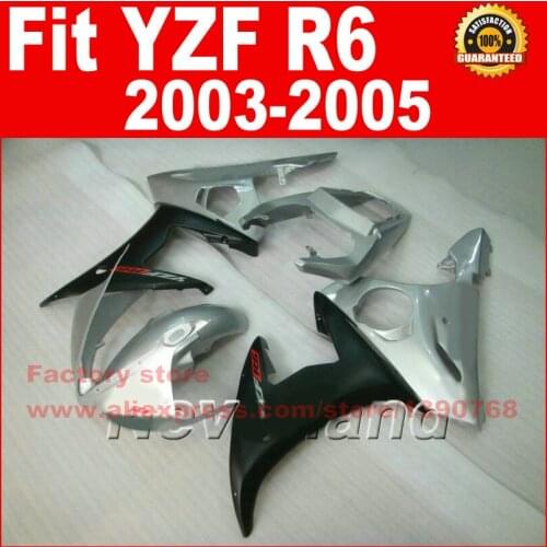 7 gifts Body parts for YAMAHA R6 fairing kits 2003 2004 2005 silver black YZF R6 motorcycle fairings kit 03 04 05