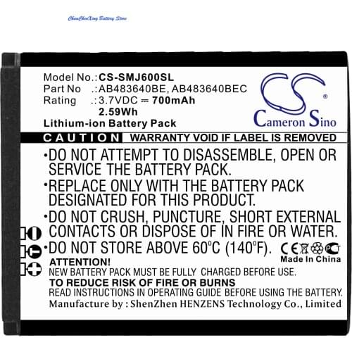 Cameron Sino 850mAh Battery AB483640BE for Samsung B3210,B3310,C3050,C3053,S7350,S8300,F110, F118,F768,J600,J608,J610,J618,J750