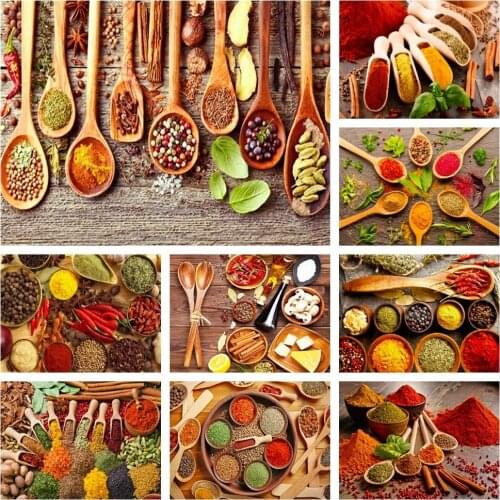 Diamond Painting Spices Seasoning Full Drill Square Diamond Mosaic Rhinestones Embroidery Wall Art Pictures Kitchen Home Decor