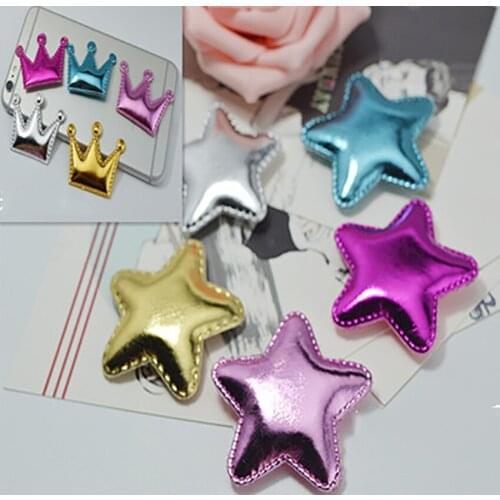 40pcs 2 size shiny Star and crown patches glitter Felt Appliques for clothes Sewing Supplies diy craft ornament