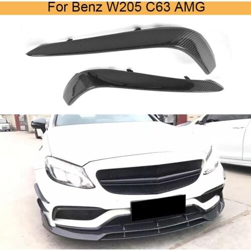 C Class Carbon Fiber Front Bumper Fog Lamp Cover Fin Trims for Mercedes Benz W205 C63 AMG 2015 2016 2017 2PCS Car Tuning Parts