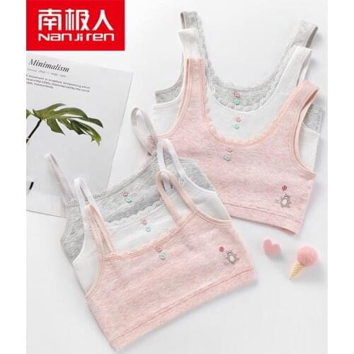 NANJIREN 2pcs Children Hipster Girl Bra 9-18 Years Breast Care Cotton Teens Teenage Underwear No chest pad summer Kids vest Bra