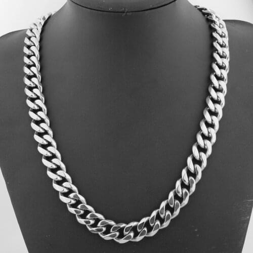 19MM Mens/Womens Heavy Stainless Steel Necklace Curb Cuban Link Chain Necklaces Punk Chains Jewelry 7-40inch