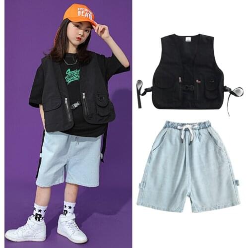 Children Street Dancer Costume Hip Hop Clothes Handsome Vest Sweatshirts Girls Jazz Dancing Performance Outfit 3pcs Suit BL6350