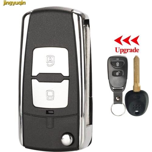 Jingyuqin 10pcs Remote Car Key Fob Shell For Hyundai Elantra Ix35 Sonata Tucson Kia Carnival Rondo7 Optima 2BTNS Right Blade