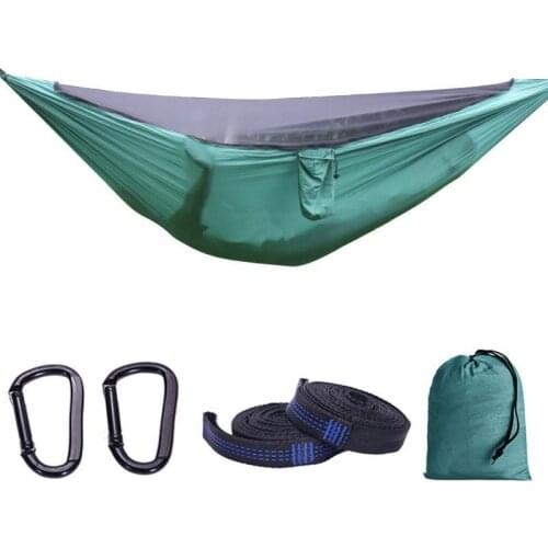 Outdoor Camping Hammock With Mosquito Net Pop-Up Light Portable Outdoor Parachute Hammocks Swing Sleeping Hammock Camping Stuff