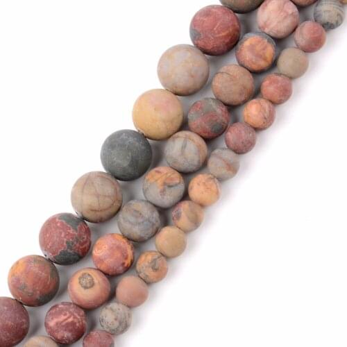Wholesale Natural Dull Polish Matte Picasso Jaspers Stone Round Beads 6 8 10 12mm 15inches Spacer Loose Beads Making Jewelry