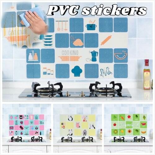 Kitchen Oil-Proof Wall Stickers Self Adhesive Wall Stickers High Temperature Foil Cartoon PVC Wall Sticker Home Decoration