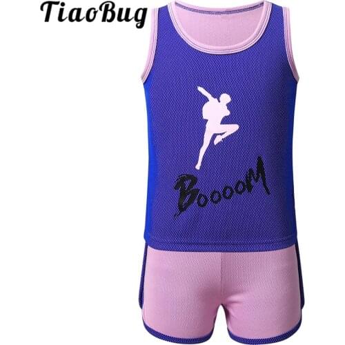 Summer Kids Quick Dry Activewear Sleeveless Tank Top with Shorts Set Child Boys Girls Ballet Gymnastics Dance Fitness Sportswear