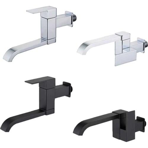 Matte Black Square Bathroom Mop Faucet Waterfall Sink Faucet Mop Pool Tap Outdoor Faucet For Garden Wall Mounted Cold Water Tap