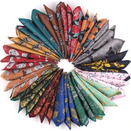 Fashion Floral Pocket Square For Men Women Chest Towel Hanky Gentlemen Hankies Mens Suits Handkerchief Cartoon Pocket Towel