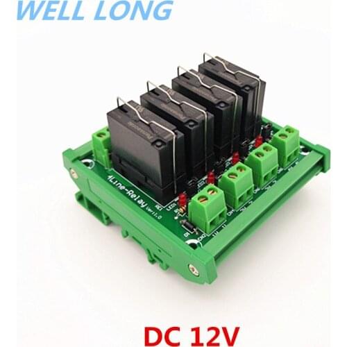 DIN Rail Mount 4 DPDT 5A Power Relay Interface Module, JW2SN-DC12V Relay
