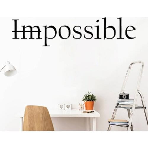 Motivation Quotes Vinyl Wall Stickers Bedroom Words Impossible Possible Inspiring Letters Office Decor Removable Murals O02