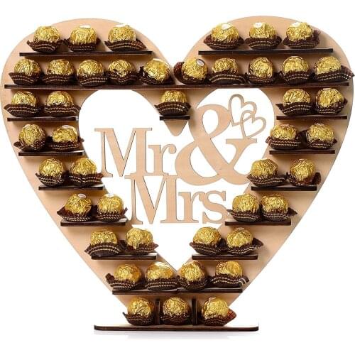 "Mr & Mrs" Ferrero Rocher Heart Tree Wedding Display Stand Centrepiece Cupcake Stand, Premium Cupcake Holder, wood Cupcake 2pc