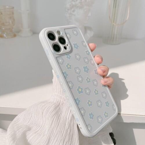 Cartoon Flowers Phone Case for IPhone 12 Mini X XR XS Max 7 8 Plus 11 Pro Max Soft Silicone IMD Floral Protective Back Cover