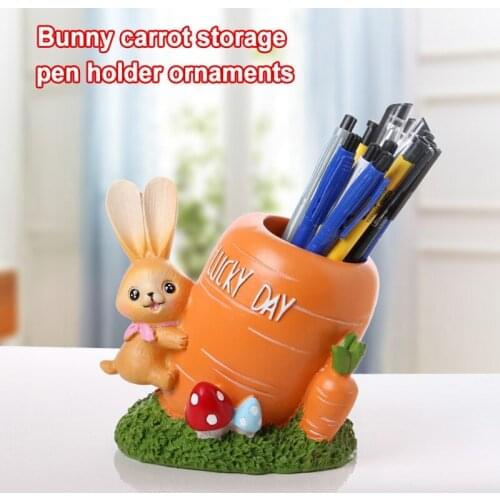 Desk Organizer Pencil Pen Holder Cute Bunny Carrot Pen Stand Office Organizer Stationery Stand Storage Box for Home GDea