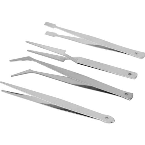 NICEYARD 4pc/Set Tweezers Stainless Steel Hand Tool DIY Crafts Modelling Soldering Trade Work Tool Electronic Assemblers