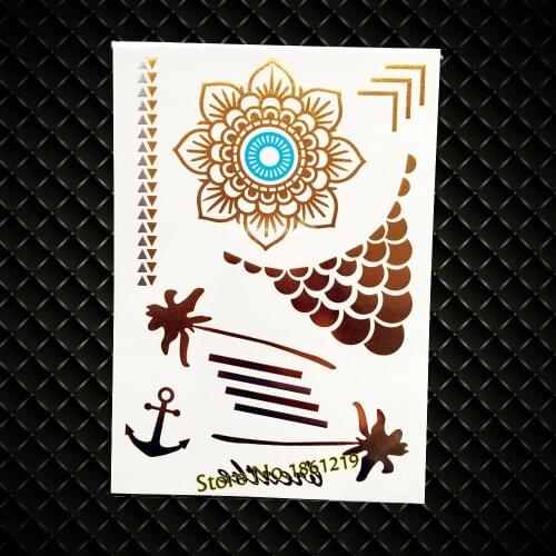 New Henna Flower Gold Metallic Temporary Tattoo Stickers Sexy Women Makeup Summer Style Tattoo GYH-042 Fake Flash Tattoo Paste