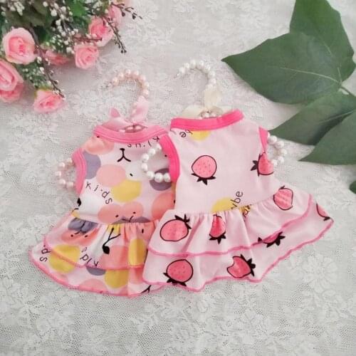 New Style Cute Dog Dress Fruit Pattern Printing Two-legged Cotton Ruffle Hem Pet Princess Skirt for Summer Party Dogs Clothes