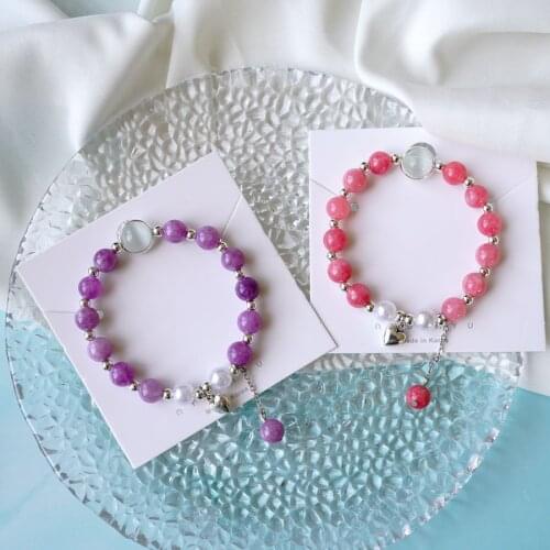 New Baroque Natural Stone Girlfriends Bracelet Niche Design Japanese And Korean Version Of Purple Love Hand Jewelry #YXS903