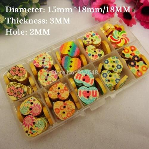 YJHSMY 149191,10 color mix 100 pcs LOVE and flower wood button wholesale Childrens clothes accessories handmade art
