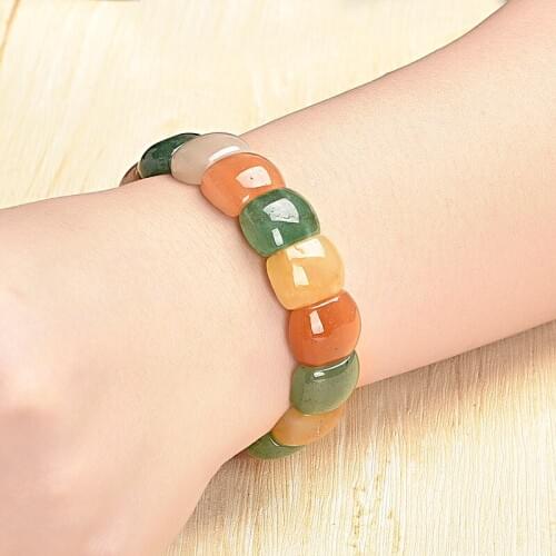 Multicolored square candy 12.3*15.5 Thickness pearl transparent Seven-colorful stone bracelet, can give family and friends