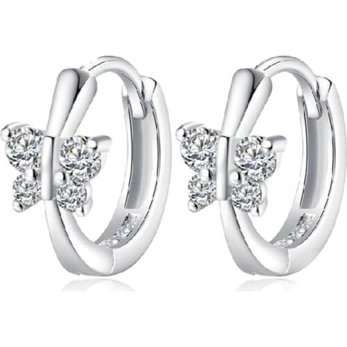 Butterfly Zirconia Small Hoop Earring For Girls Child Wome Beautiful Aros Huggies Earring Jewelry