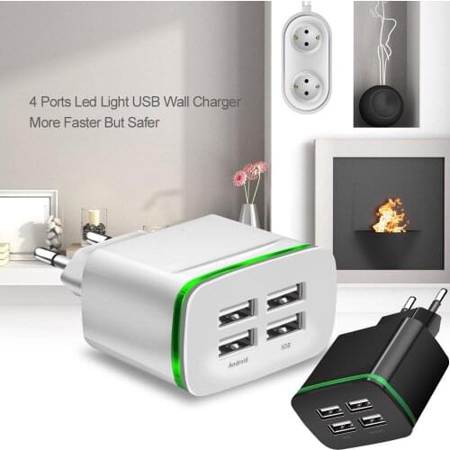 Eu plug 4 Port USB Hub Phone Socket Adapter EU Plug Wall Charger 5V 4A Fast Charging