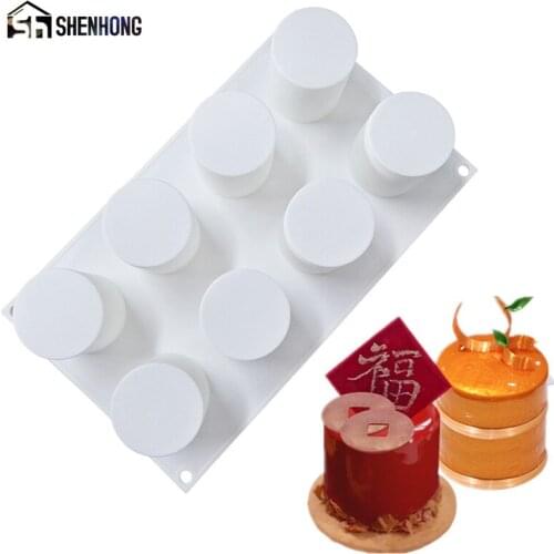SHENHONG 8 Hole Cylinder Cake Moulds Silicone Mold For Baking Mould Bakeware Chocolate Tools Pastry Pan Cake Decoration